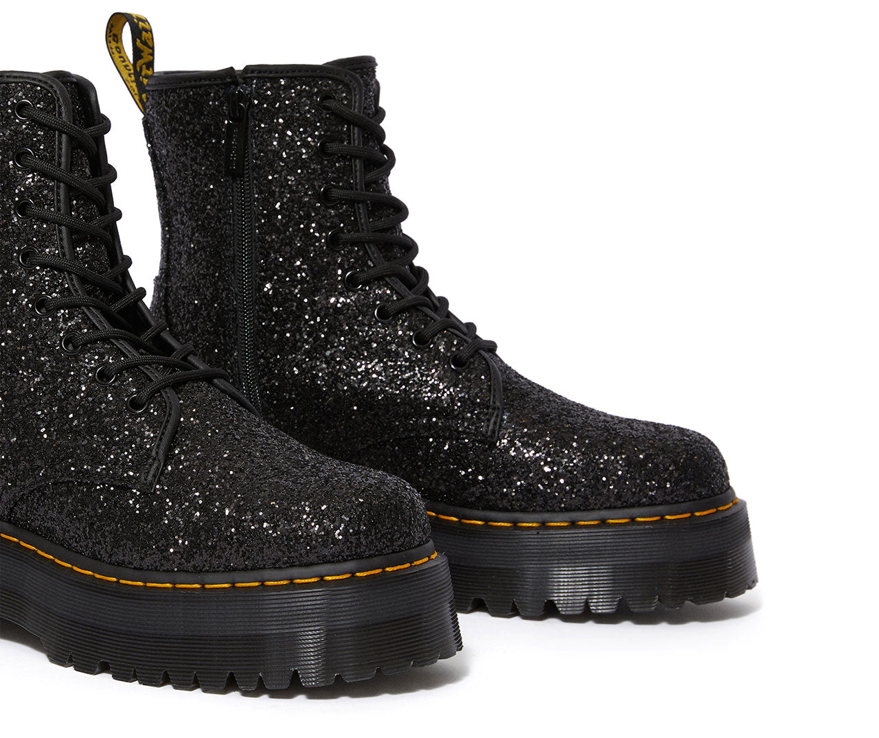 JADON GLTR BLACK CHUNKY GLITTER PLATFORM BOOT