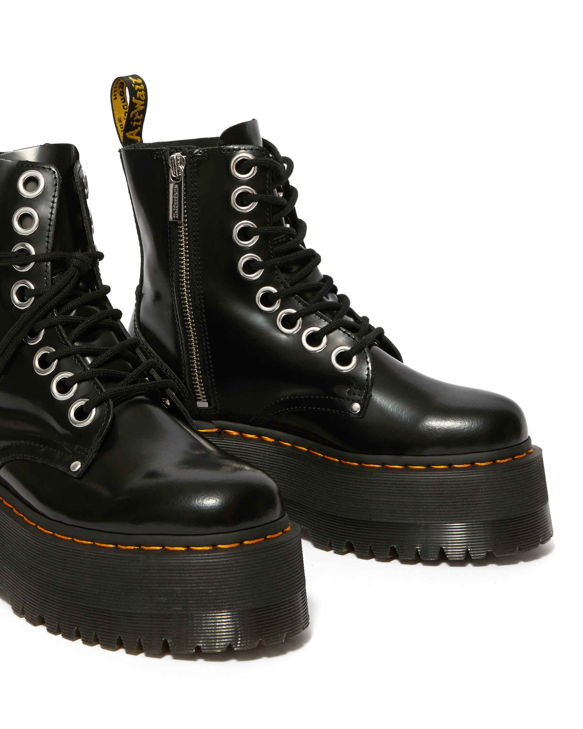 Jadon Max Black Polished Smooth Platform Boots – Posers Hollywood