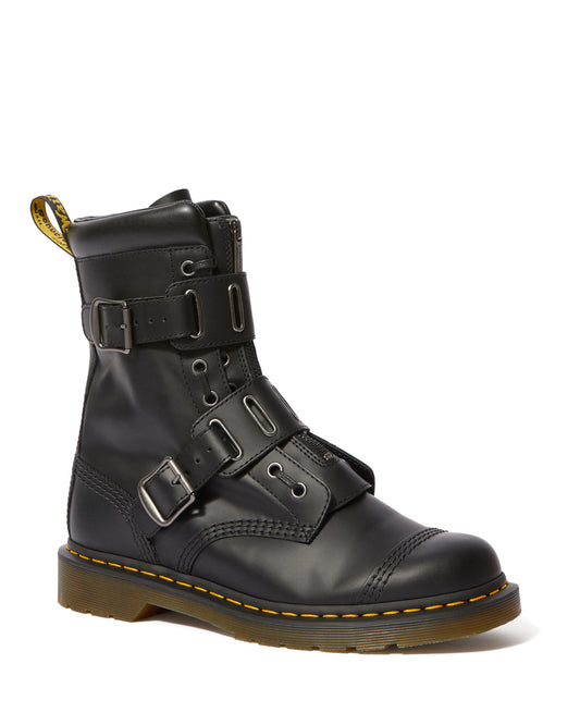 QUYNN BLACK ROLLED SMOOTH BOOT