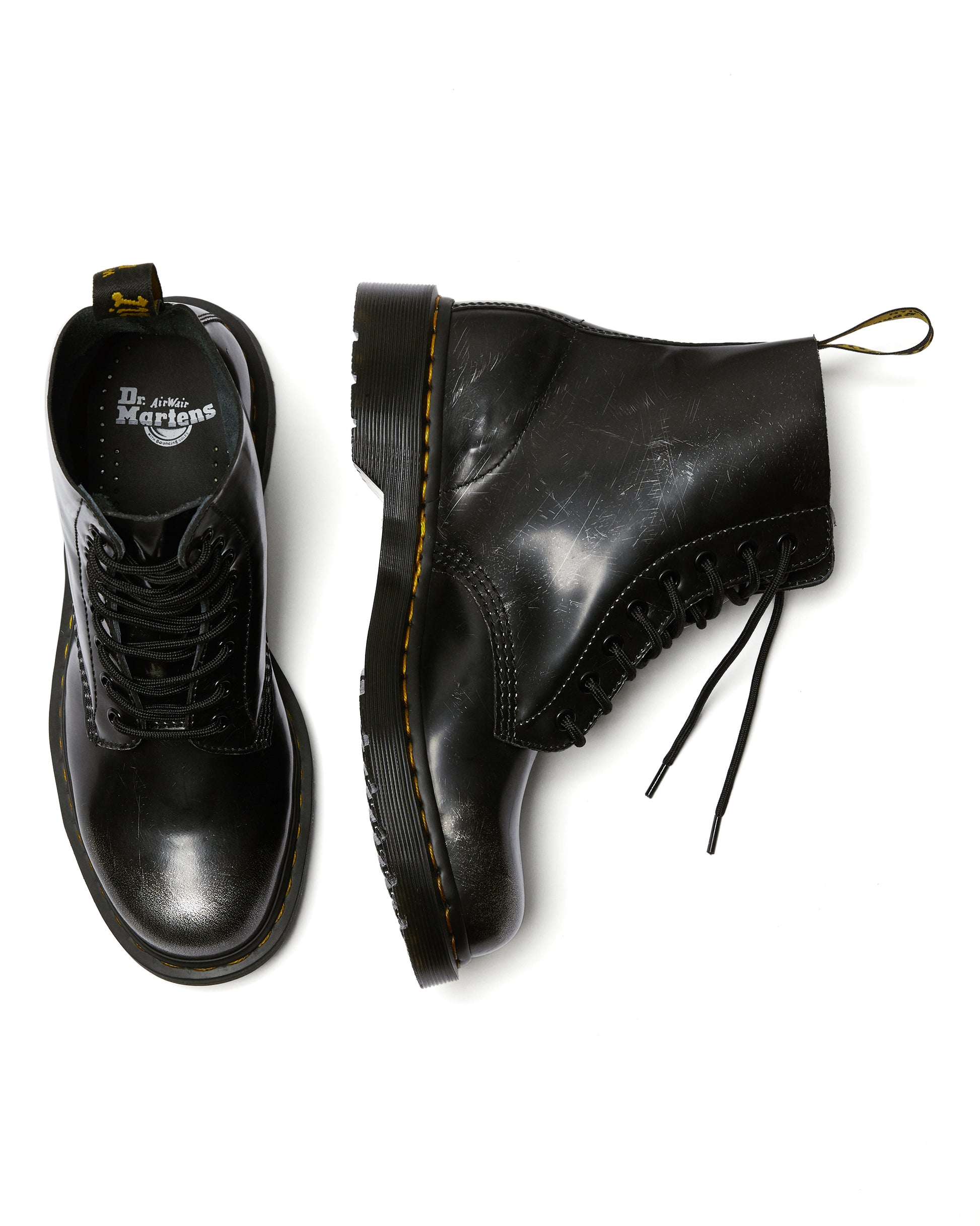 1460 PASCAL METALLIC LEATHER LACE UP BOOTS