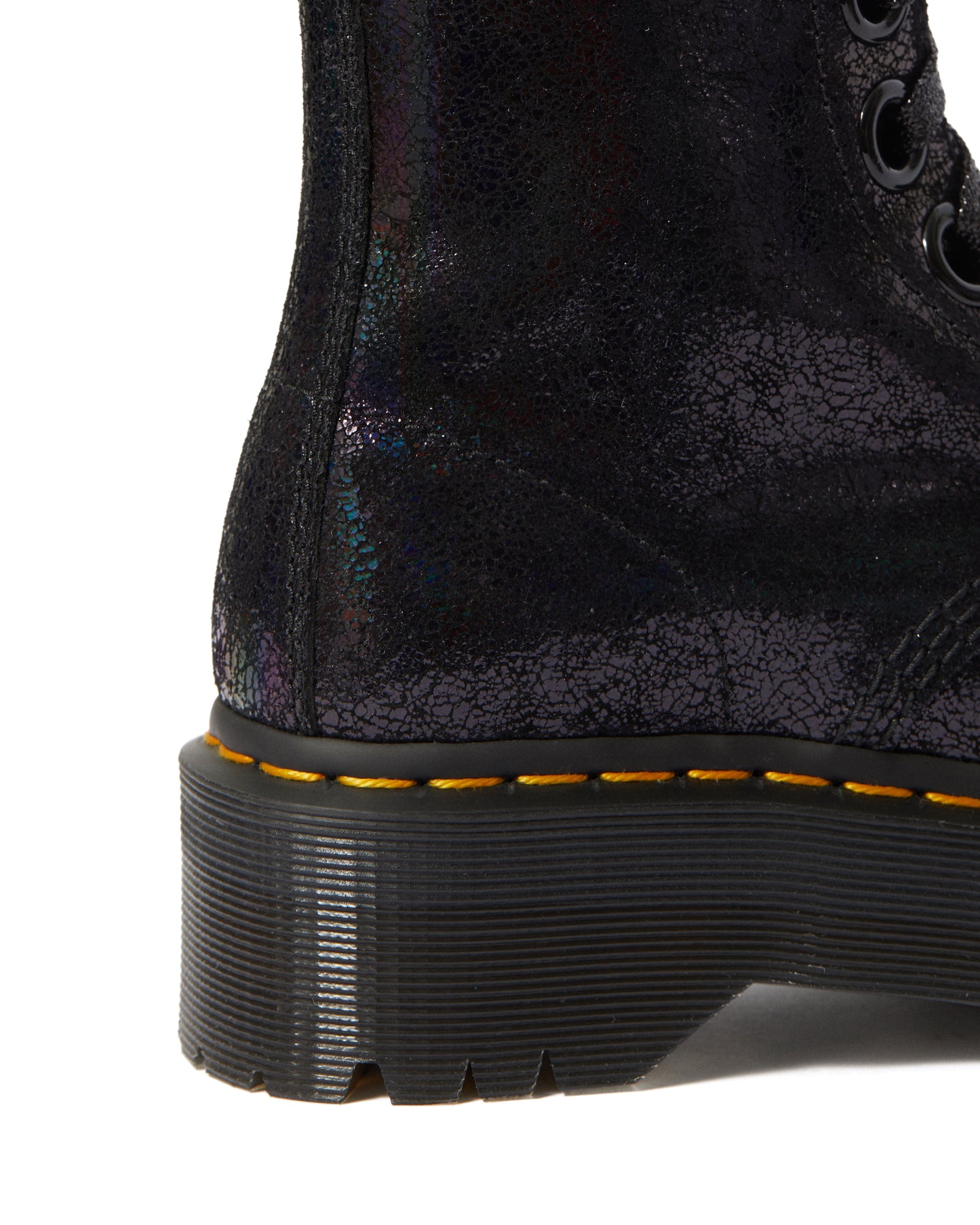 MOLLY BLACK IRIDESCENT CRACKLE LEATHER PLATFORM BOOT