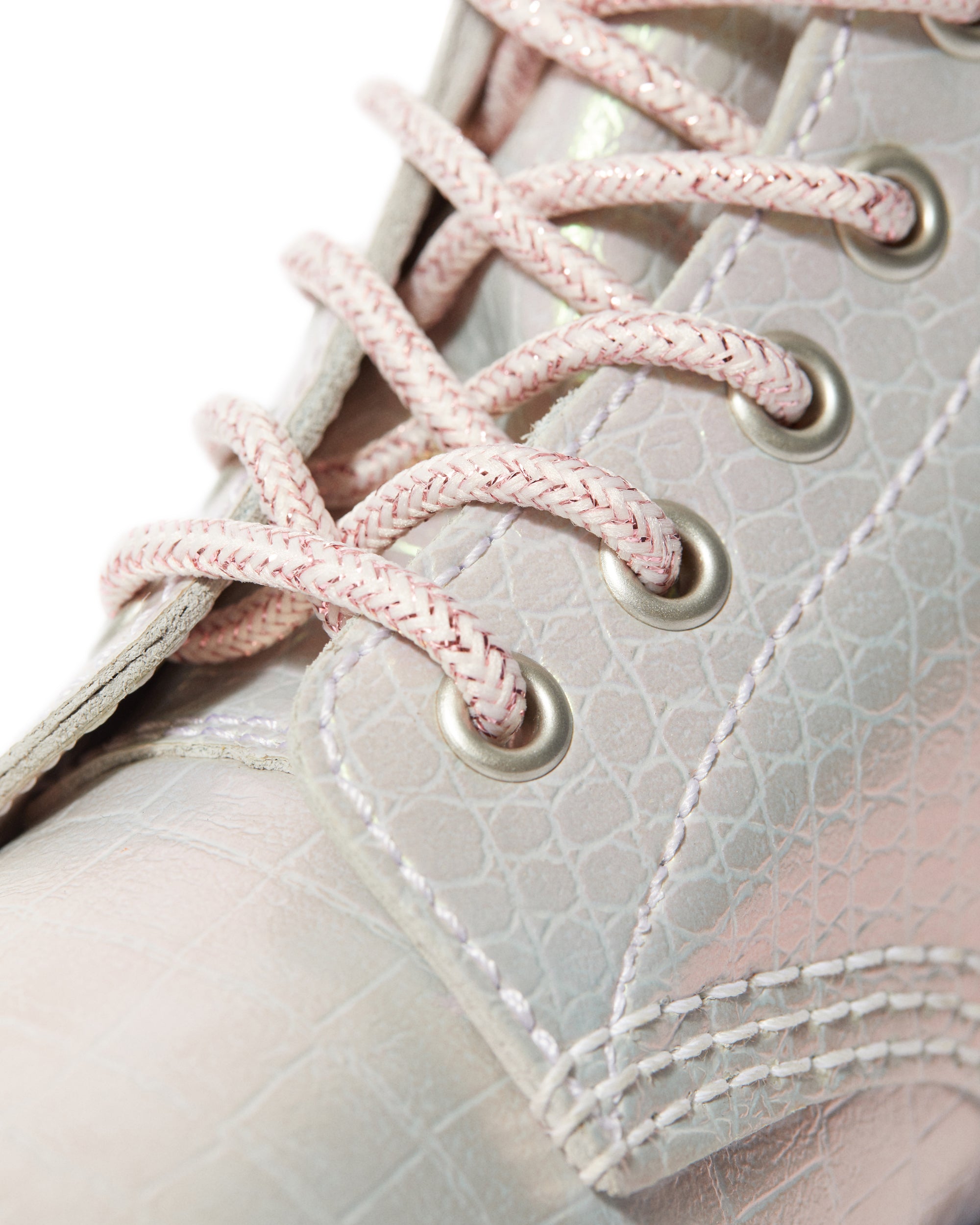 1460 PASCAL PINK IRIDESCENT CROC LEATHER BOOTS β Posers Hollywood