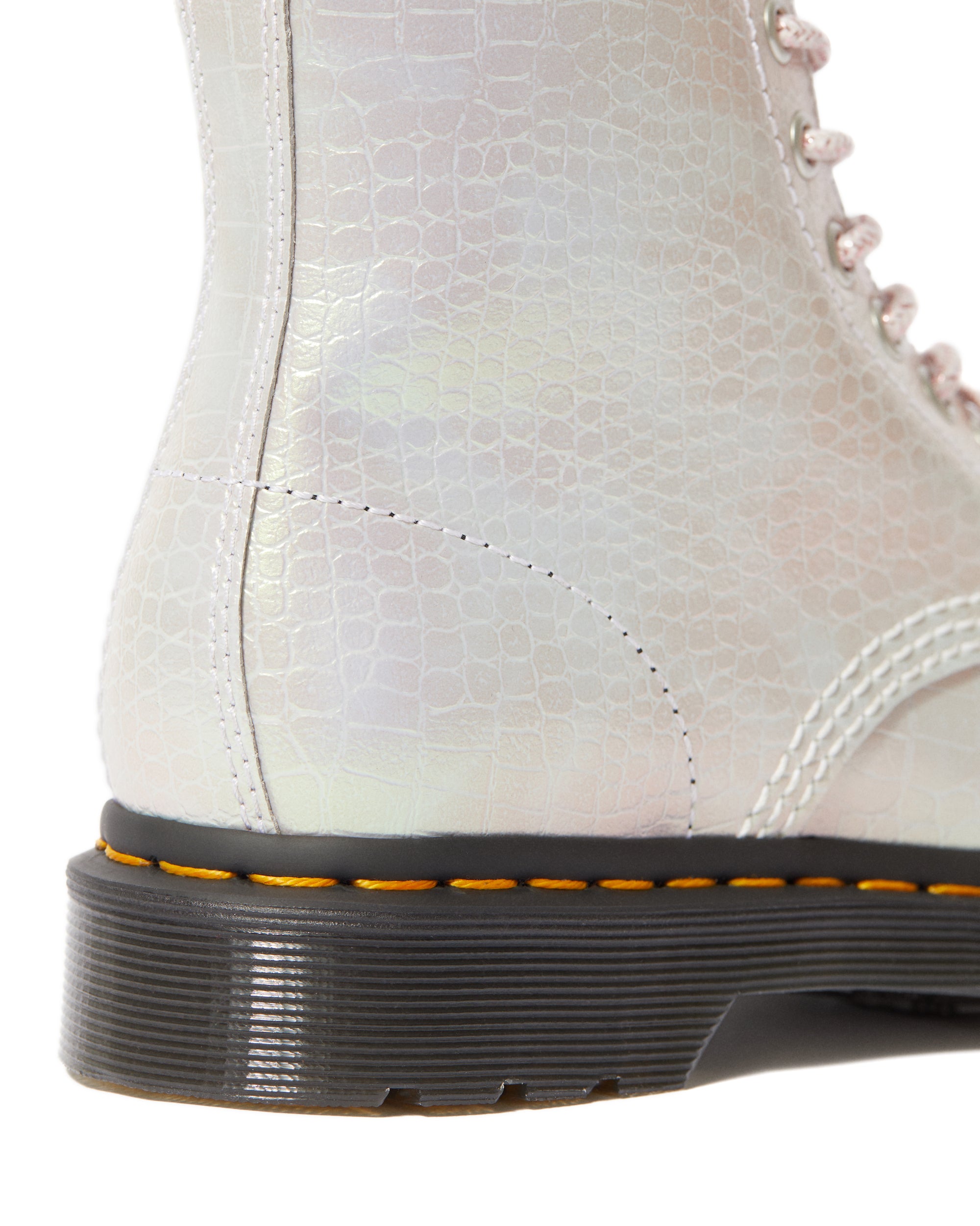 1460 PASCAL PINK IRIDESCENT CROC LEATHER BOOTS β Posers Hollywood