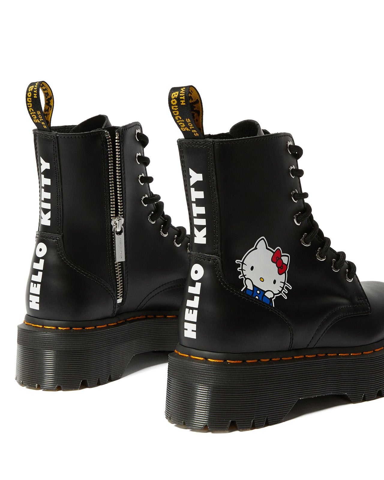 JADON HELLO KITTY BLACK POLISHED SMOOTH PLATFORM BOOT