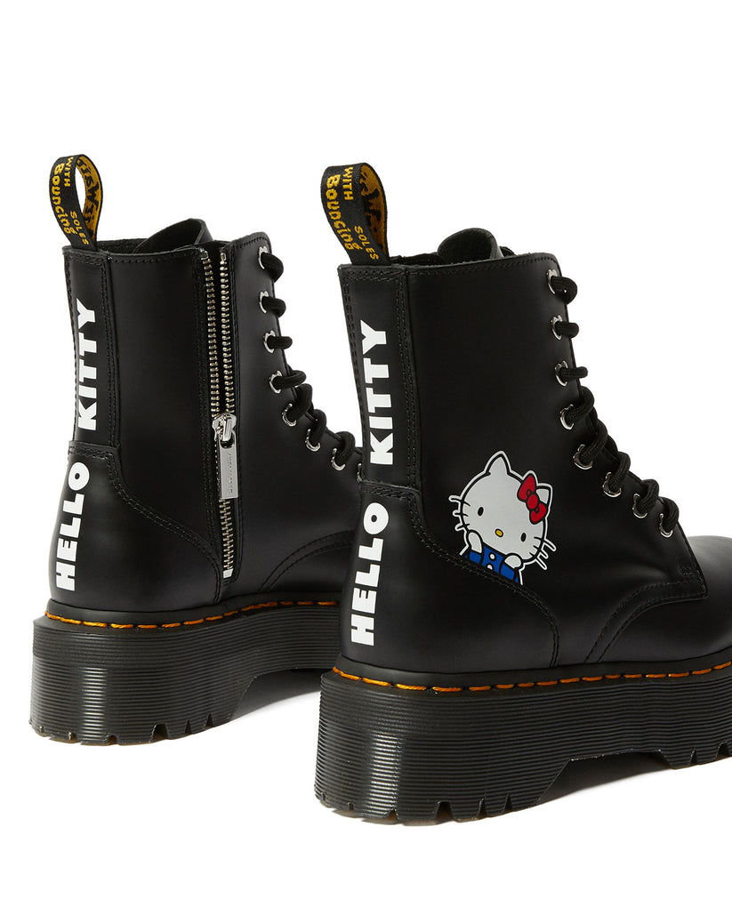 Jadon Hello Kitty Black Polished Smooth Platform Boots â Posers Hollywood