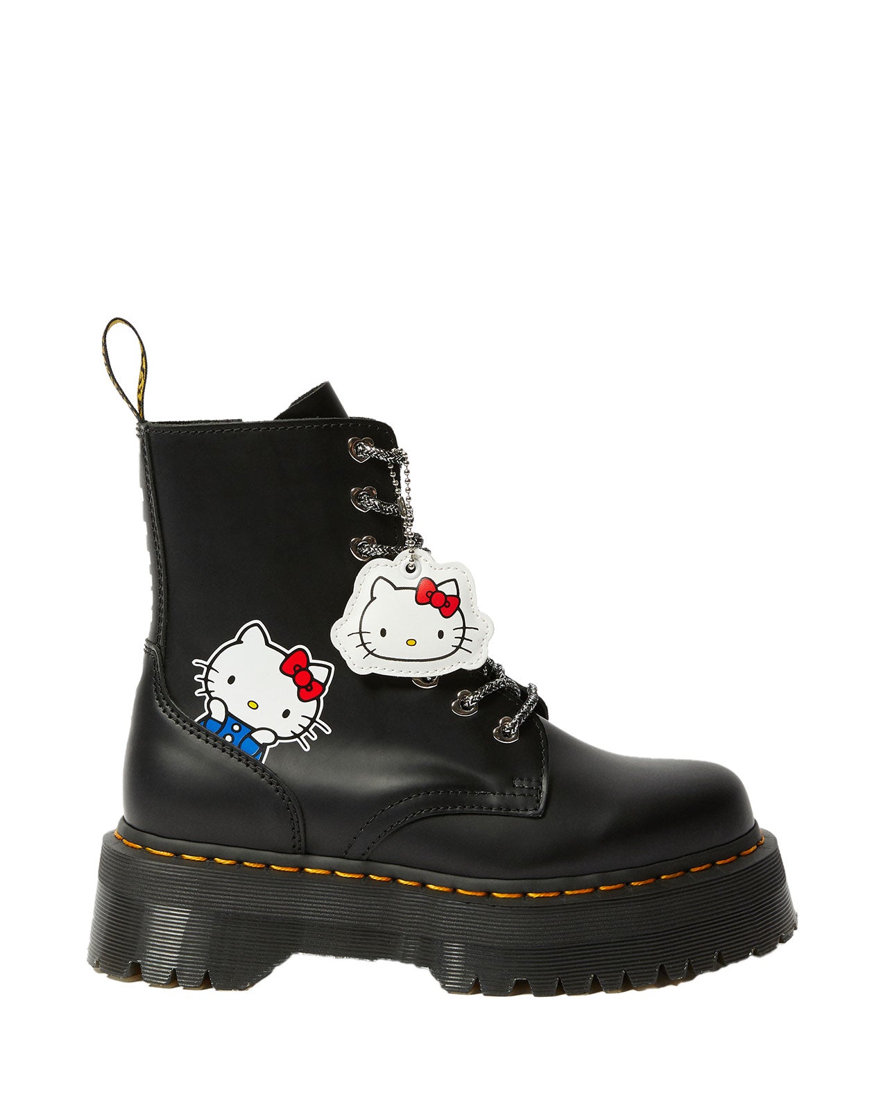 Jadon Hello Kitty Black Polished Smooth Platform Boots