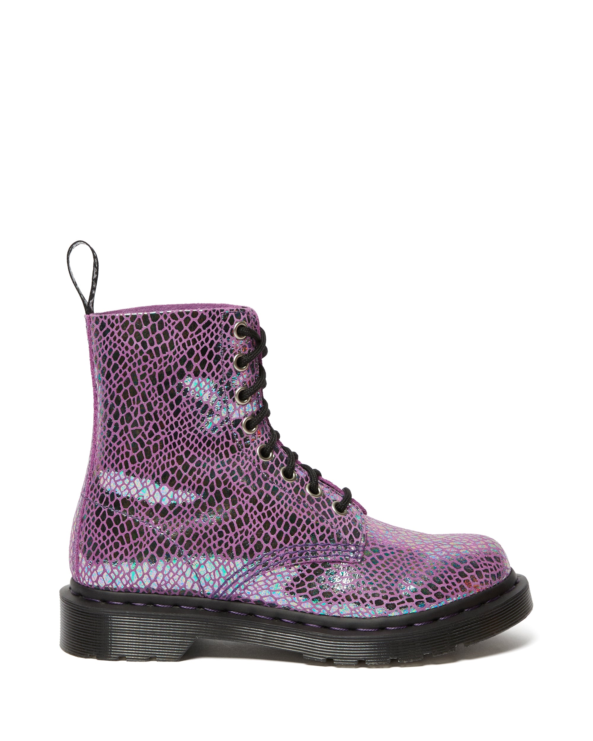 1460 Pascal Purple Snake Metallic Boots Posers Hollywood