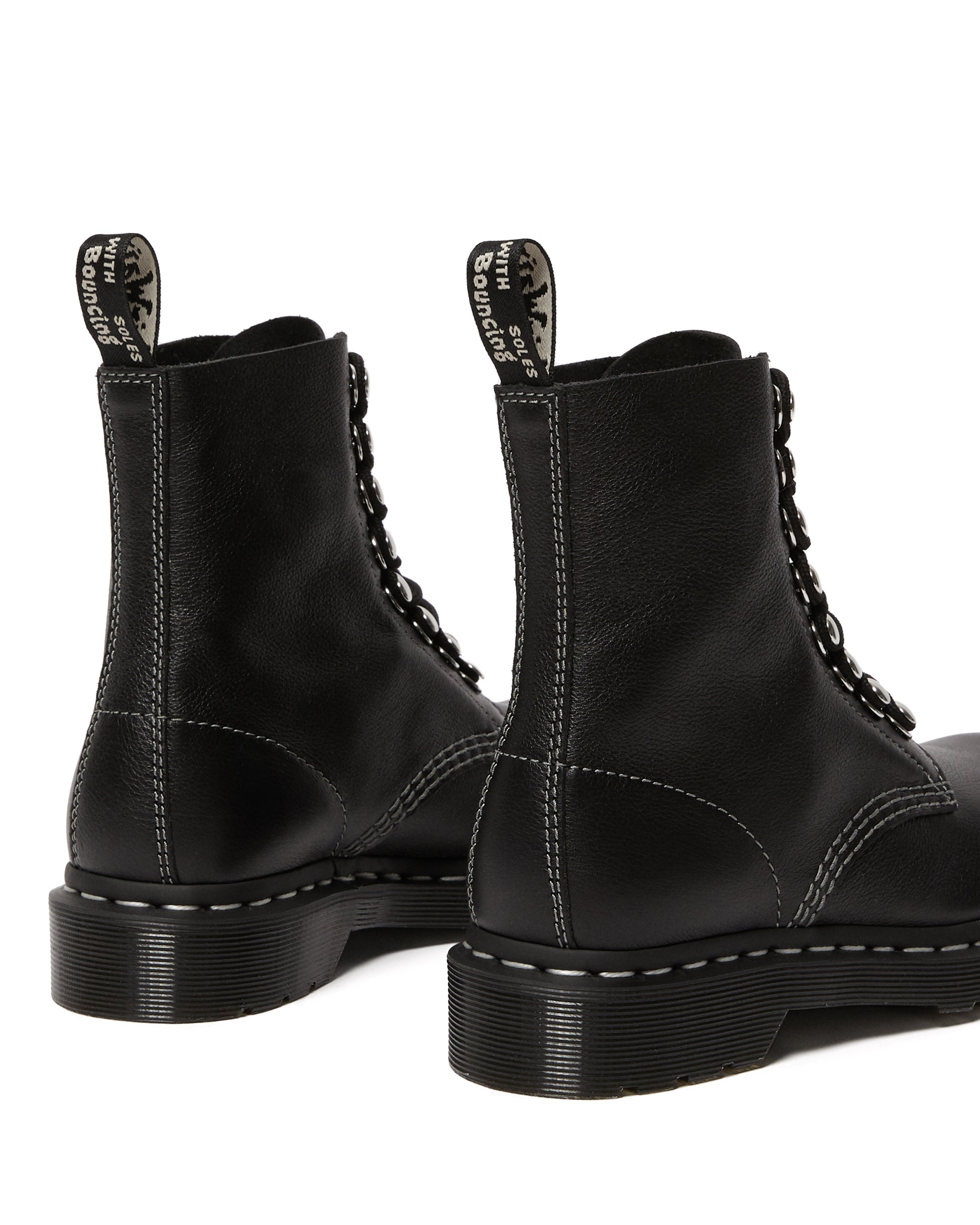 1460 pascal black & white leather hot sale ankle boots