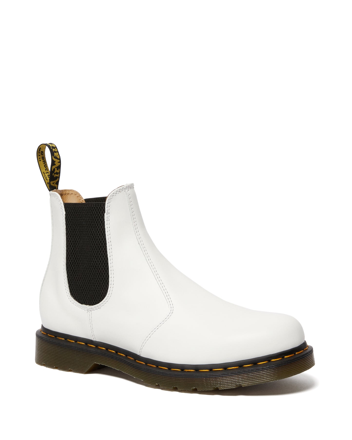 2976 WHITE YELLOW STITCH SMOOTH CHELSEA BOOT