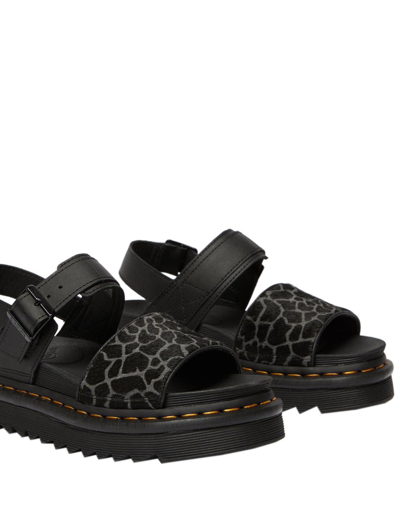 VOSS HAIR ON BLACK/BLACK+GREY GIRAFFE SANDAL