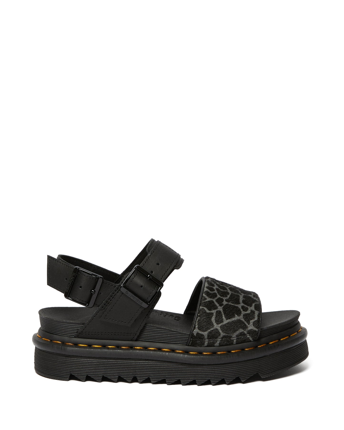 VOSS HAIR ON BLACK/BLACK+GREY GIRAFFE SANDAL