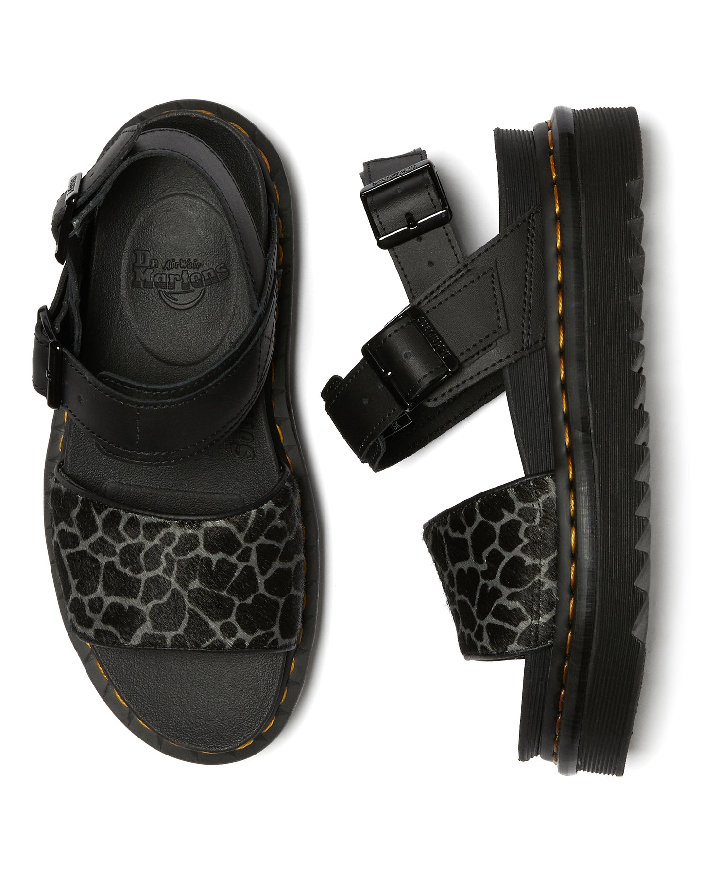 VOSS HAIR ON BLACK/BLACK+GREY GIRAFFE SANDAL