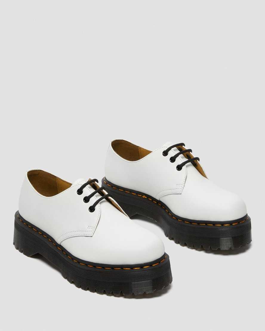 1461 WHITE QUAD LEATHER PLATFORM OXFORD