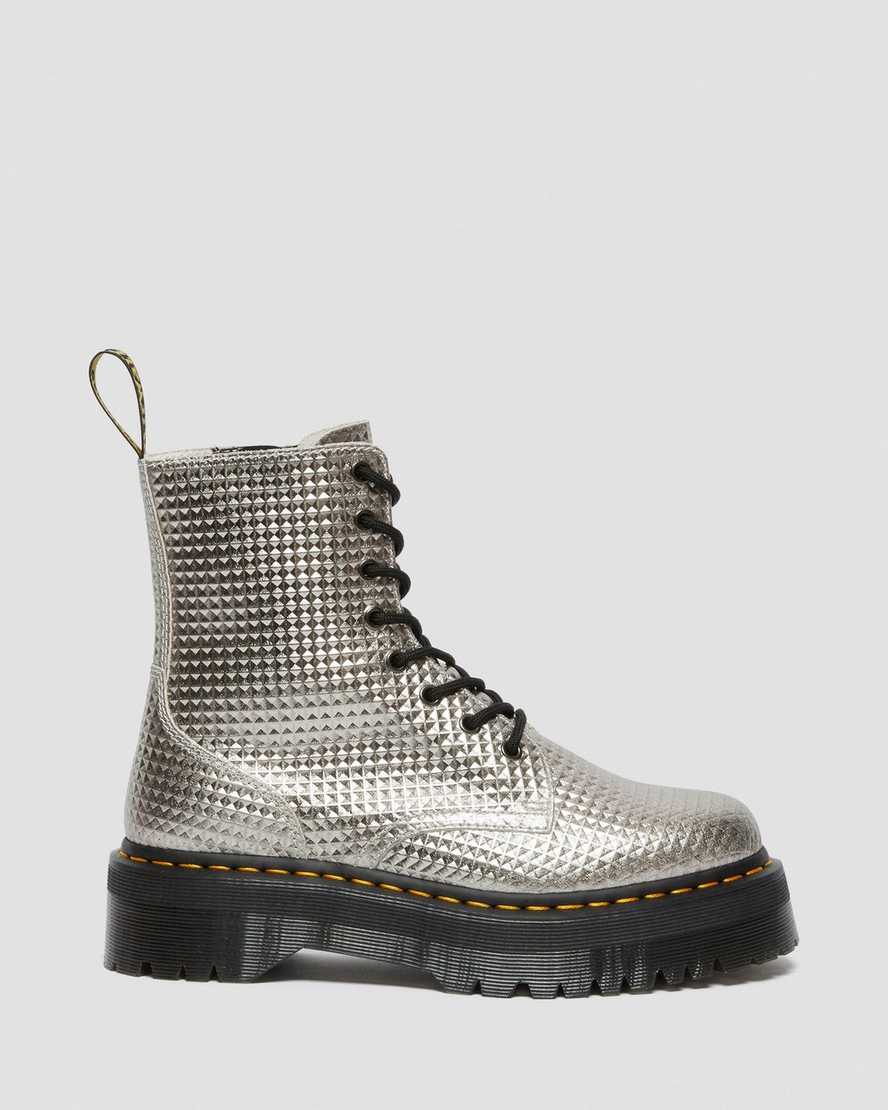 JADON SILVER STUD EMBOSS LEATHER PLATFORM BOOT