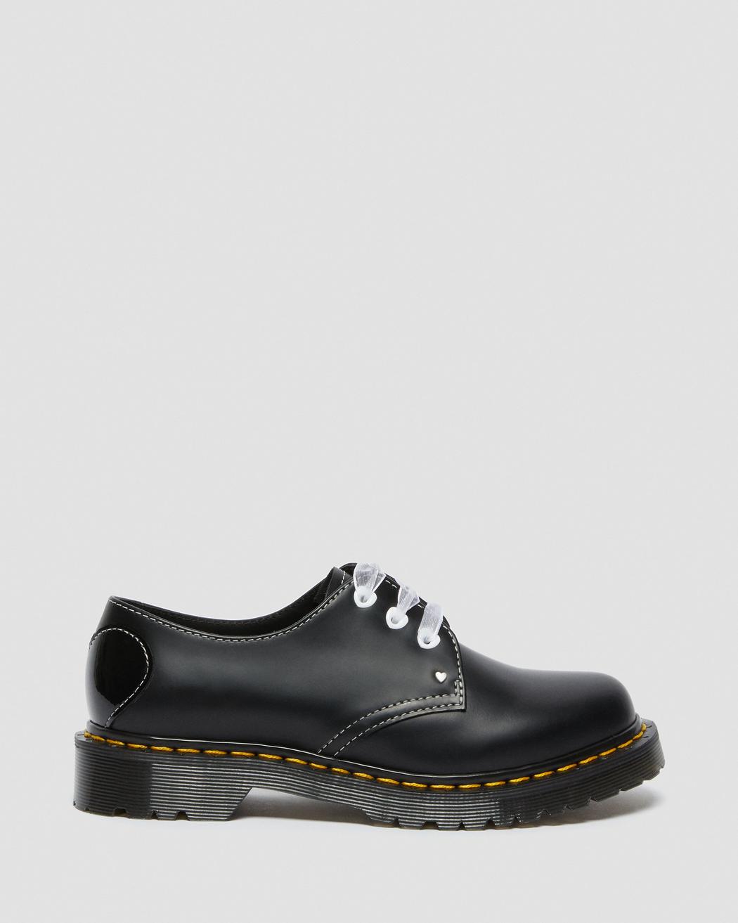 1461 HEARTS BLACK SMOOTH+PATENT OXFORD SHOE