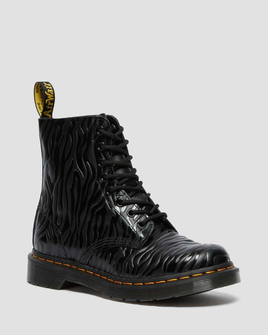 1460 PASCAL ZEBRA EMBOSS LEATHER LACE UP BOOTS