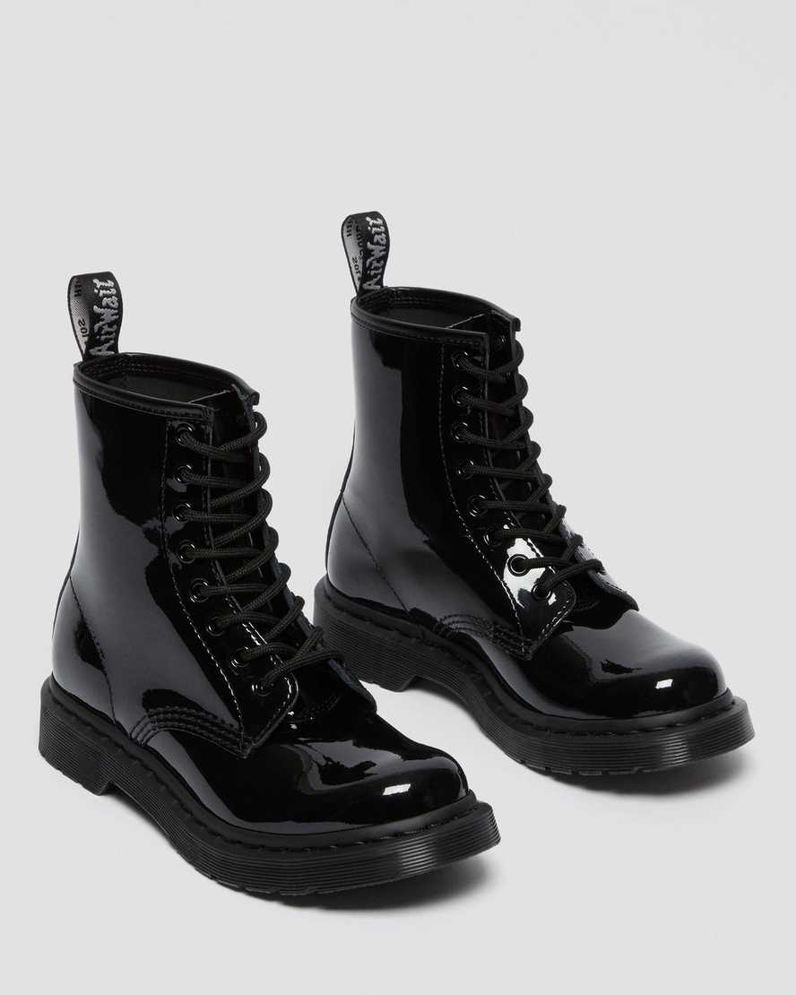 1460 MONO BLACK PATENT LEATHER LACE UP BOOTS