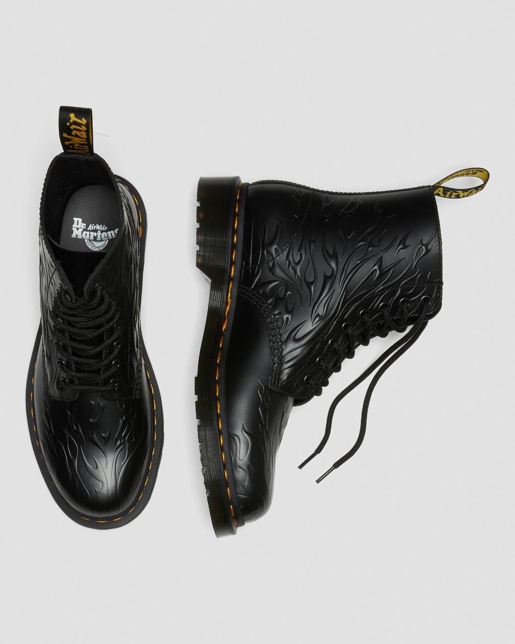 1460 Flames Black Polished Smooth Leather Lace Up Boot Posers