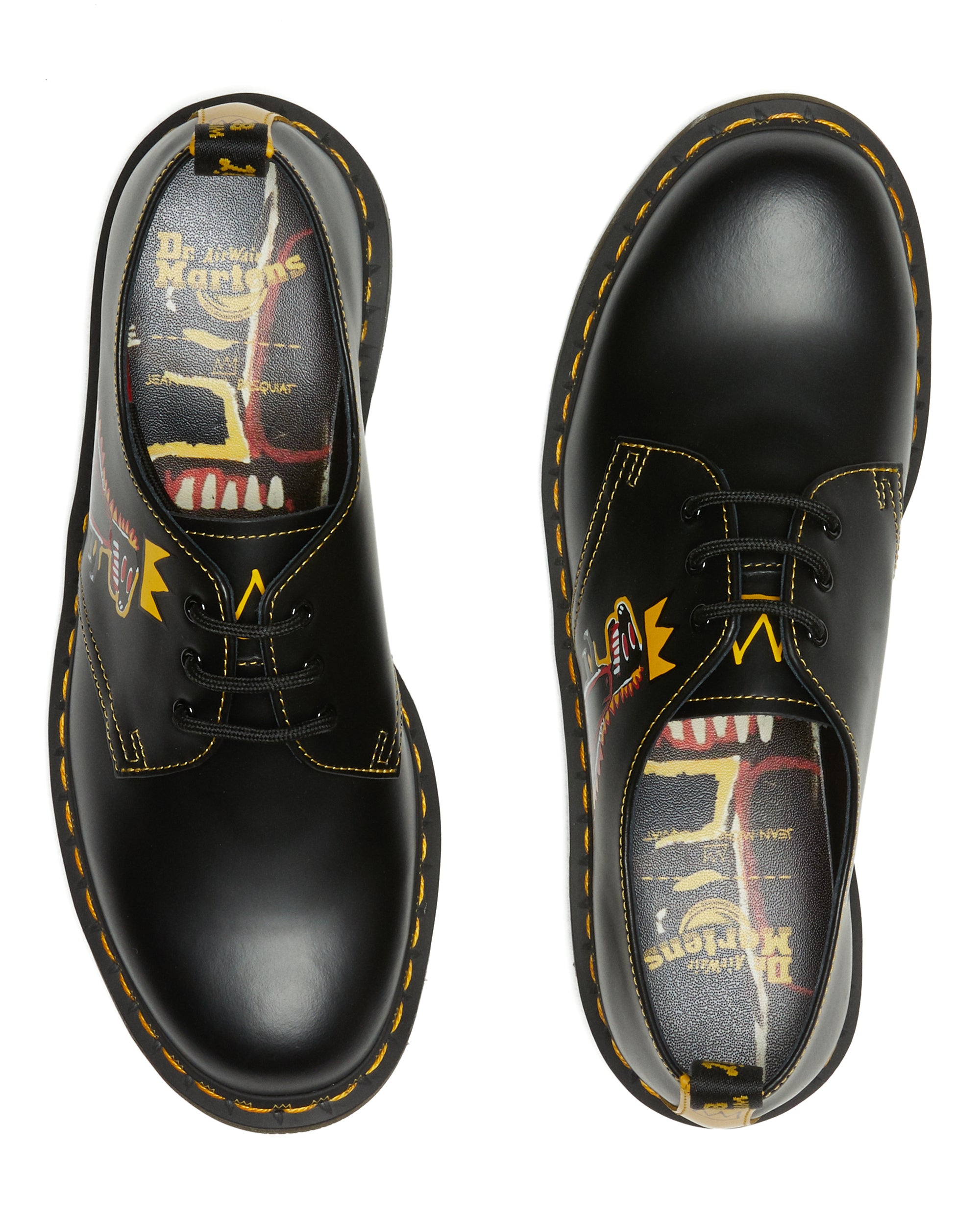 1461 Basquiat II Black+DMS Yellow Pez Smooth Leather Oxford Shoes