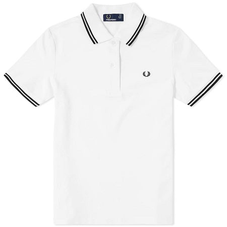 LADIES TWIN TIPPED FRED PERRY SHIRT (WHITE/BLACK)