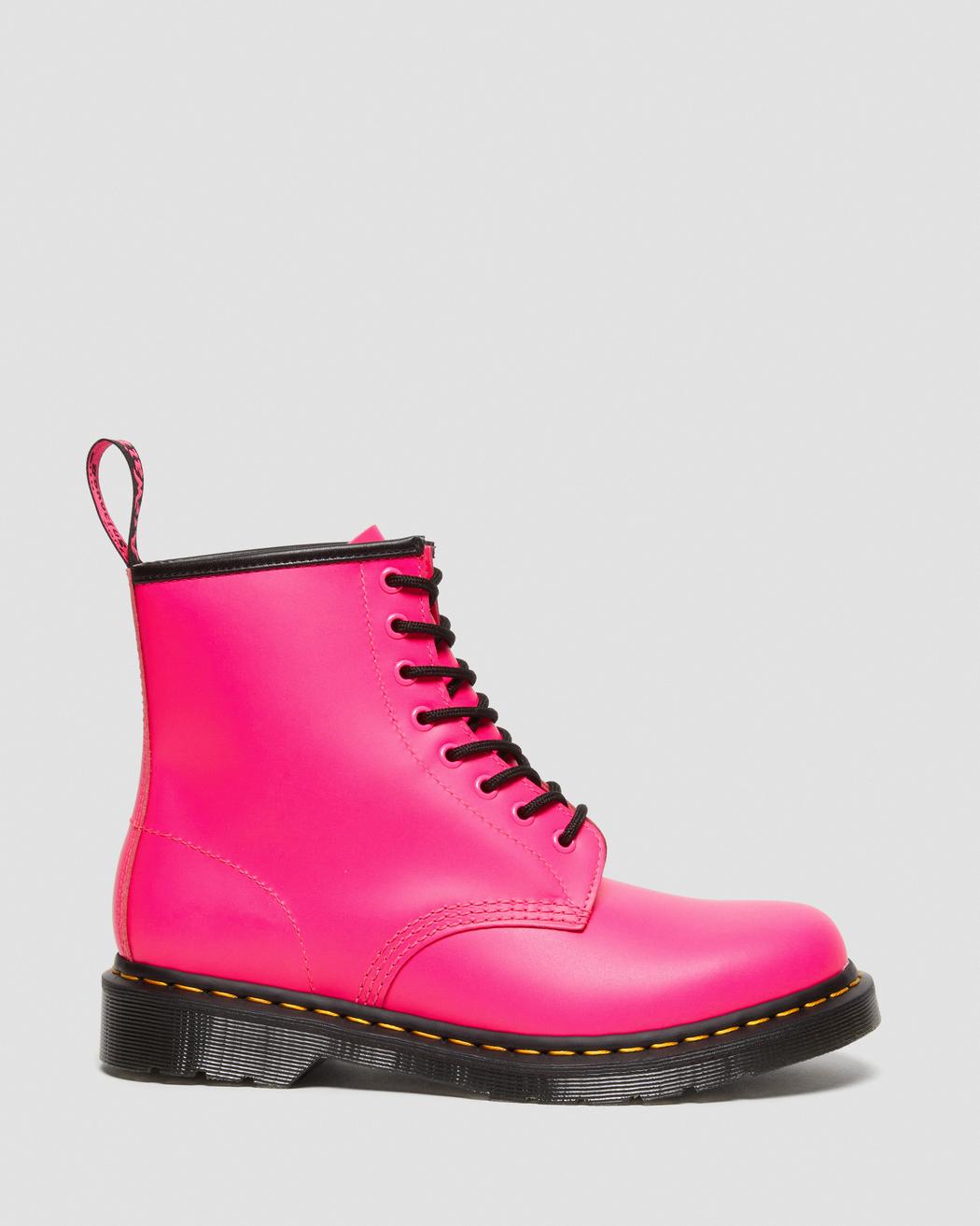 1460 CLASH PINK SMOOTH LEATHER LACE UP BOOTS