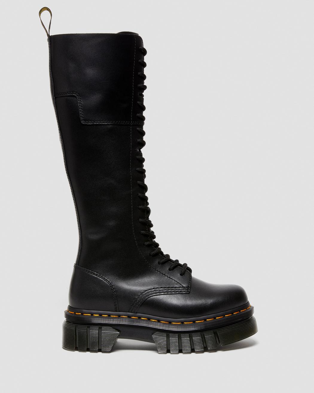 AUDRICK 20-EYE LEATHER KNEE HIGH PLATFORM BOOTS