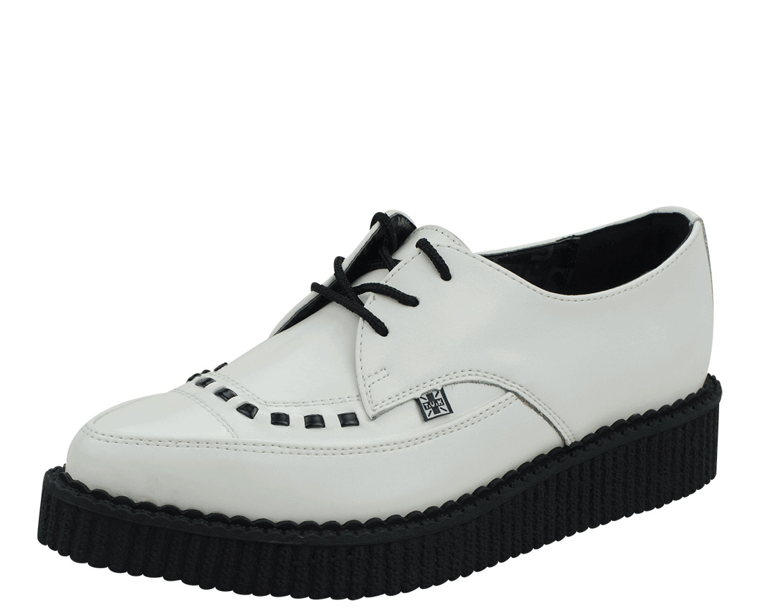 T.U.K MOST BASIC WHITE LEATHER POINTED TIE CREEPER