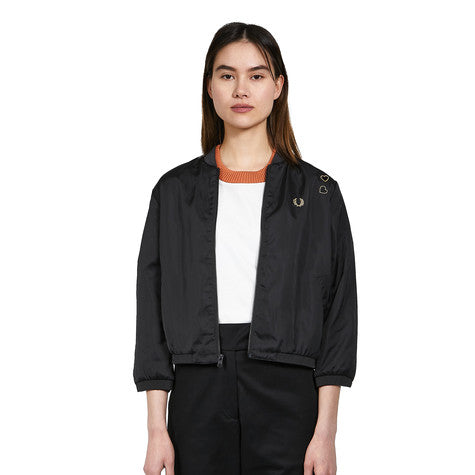 Fred Perry Amy Winehouse Satin Bomber Jacket (Black)