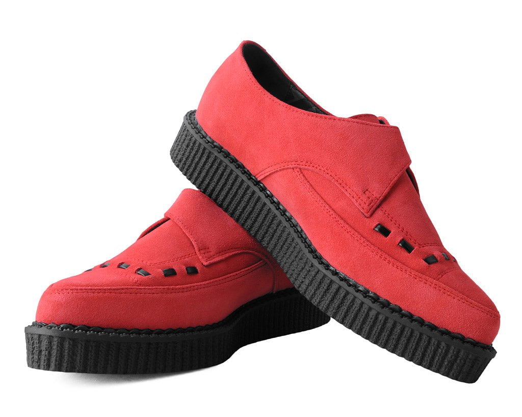 T.U.K RED SUEDE JOHNY BUCKLE POINTED CREEPER