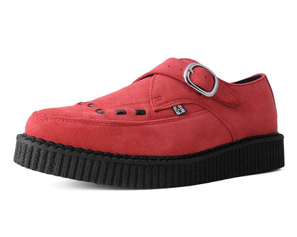 T.U.K RED SUEDE JOHNY BUCKLE POINTED CREEPER