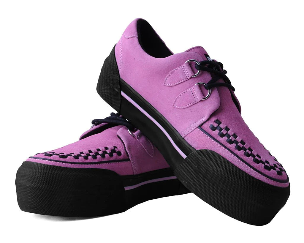 T.U.K Pink Suede Platform Creeper Sneaker