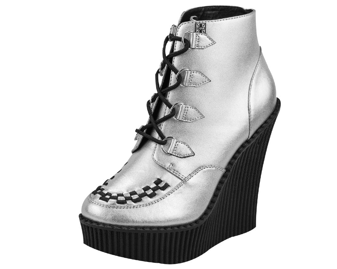 T.U.K SILVER CREEPER BOOTIE WEDGE