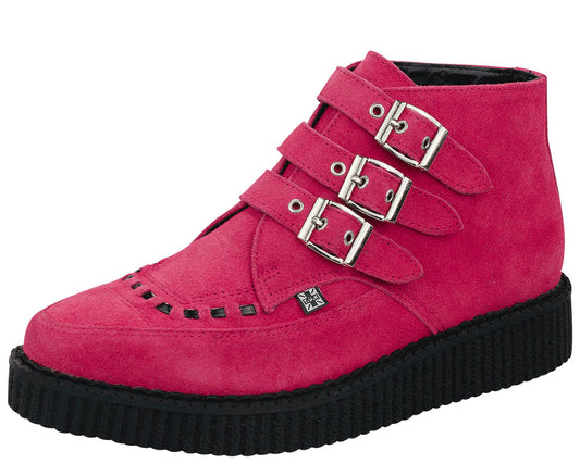 T.U.K PINK SUEDE BUCKLE POINTED CREEPER BOOT