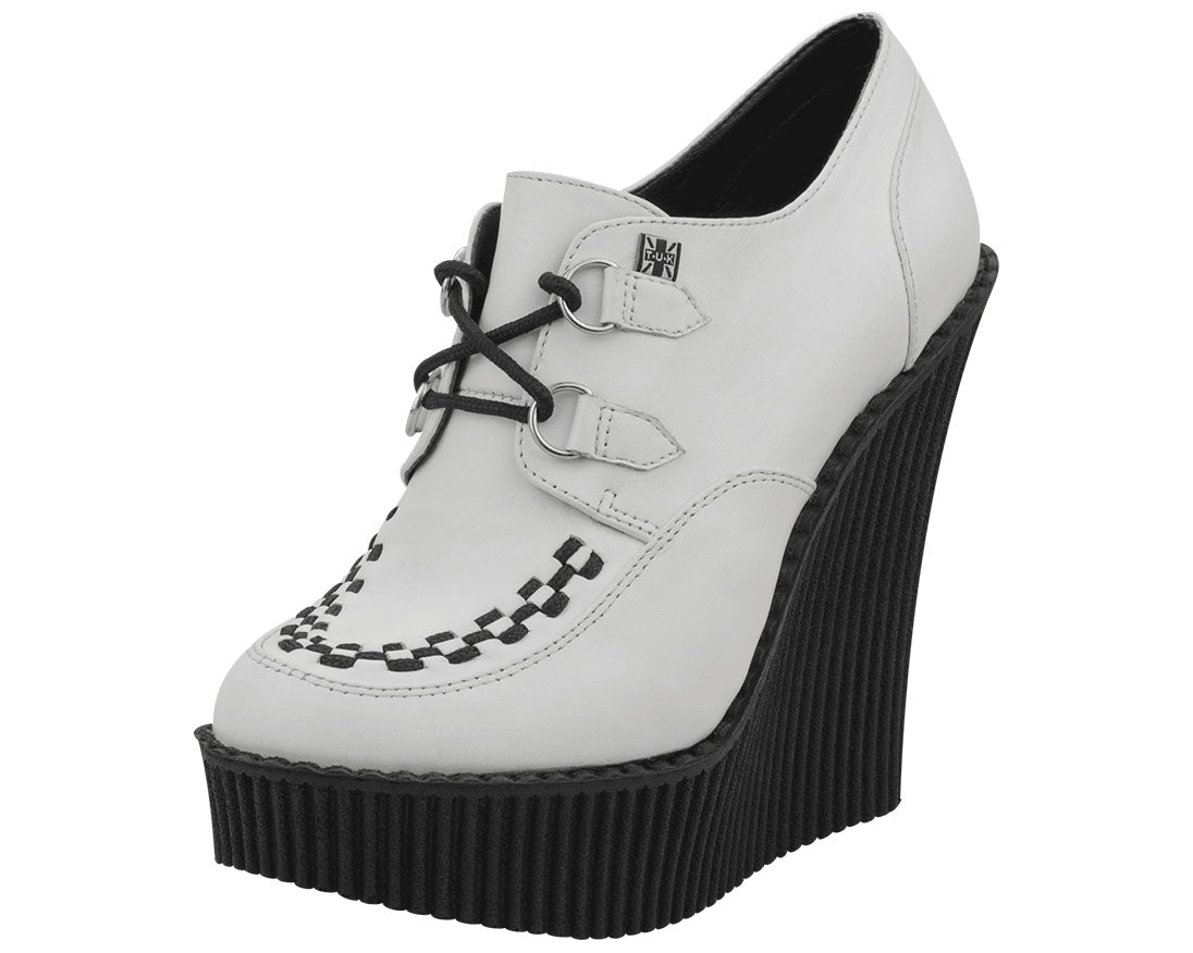 T.U.K WHITE LEATHER CREEPER WEDGE