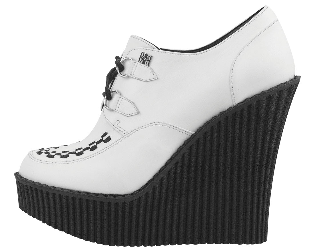 T.U.K WHITE LEATHER CREEPER WEDGE