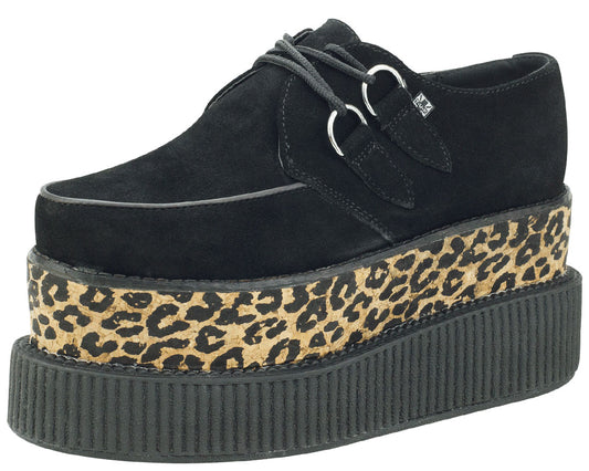 T.U.K BLACK SUEDE/LEOPARD 3x SOLE VIVA MONDO CREEPER