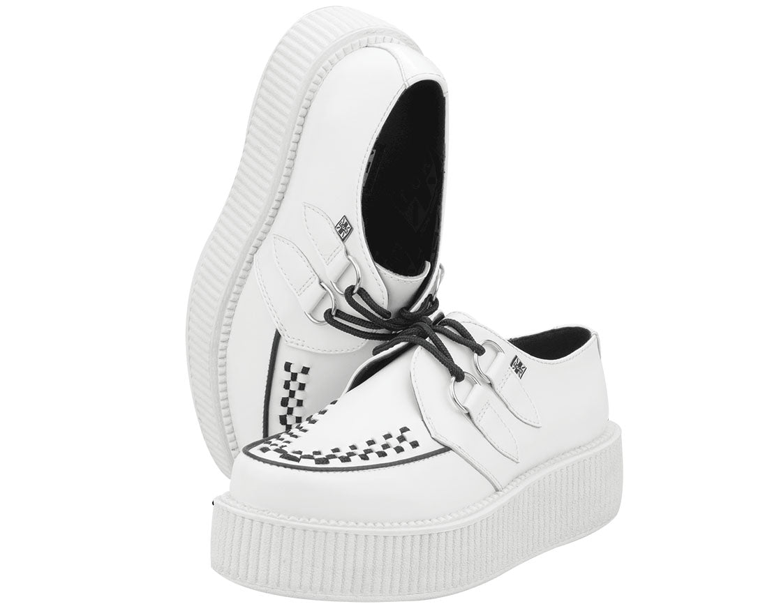 T.U.K WHITE LEATHER/WHITE SOLE LOW CREEPER – Posers Hollywood