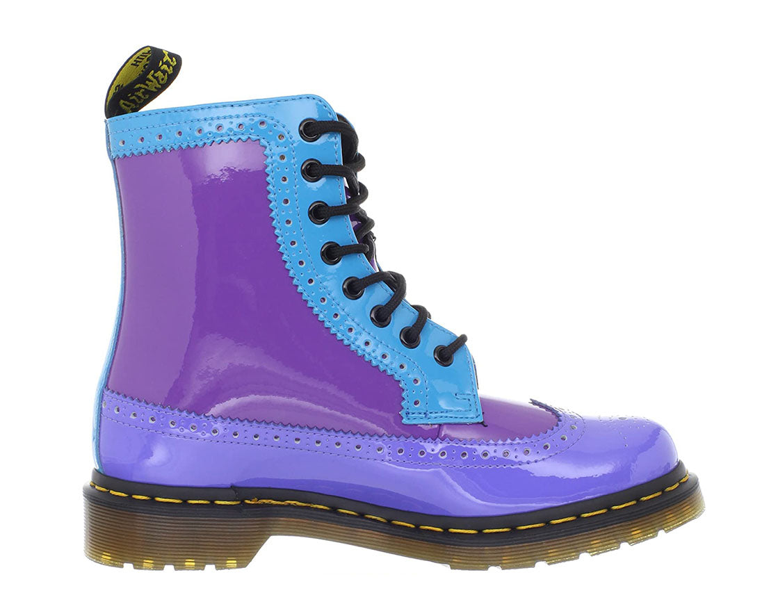 1460 HARRIE DUSTY BLUE+BRIGHT PURPLE PATENT BOOTS