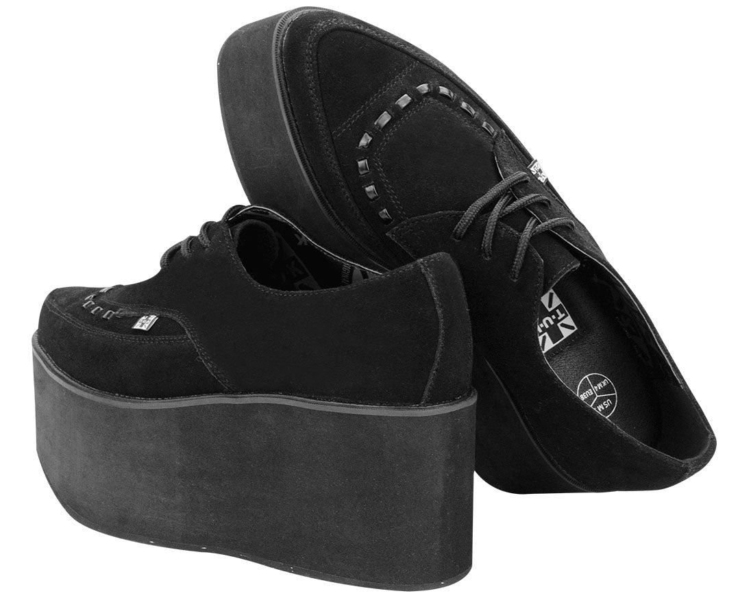 T.U.K BLACK SUEDE EVA 3x STACK POINTED CREEPER