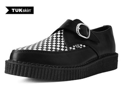 T.U.K BLACK/WHITE WOVEN BUCKLE POINTED CREEPER