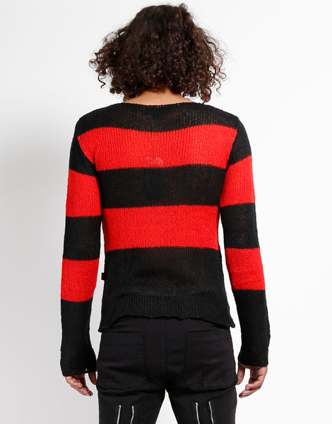 BLACK RED STRIPE SWEATER Posers Hollywood