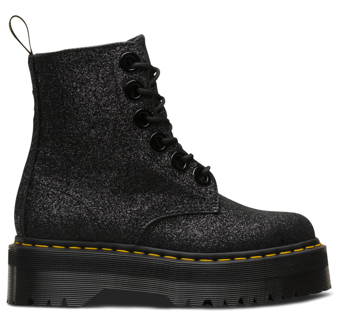 Molly Black Fine Glitter Platform Boots – Posers Hollywood