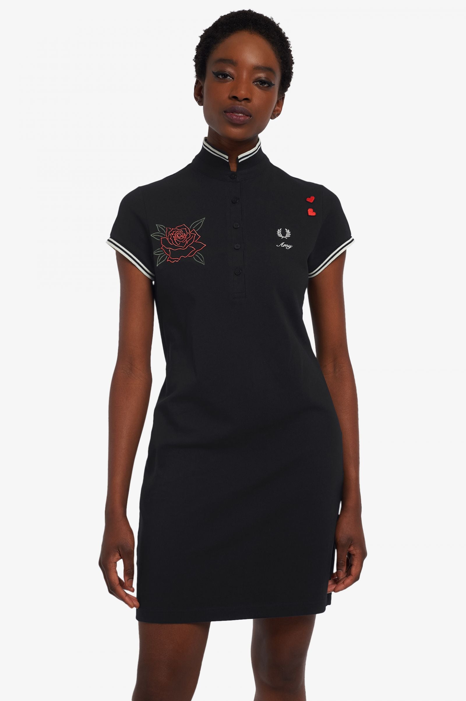 Amy Winehouse Black Embroidered Pique Dress Collection – Posers