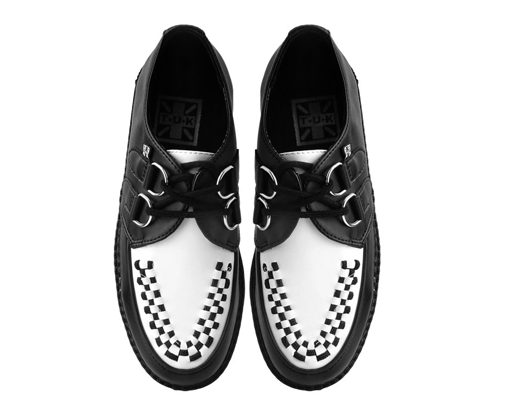 T.U.K WHITE LEATHER/WHITE SOLE LOW CREEPER – Posers Hollywood