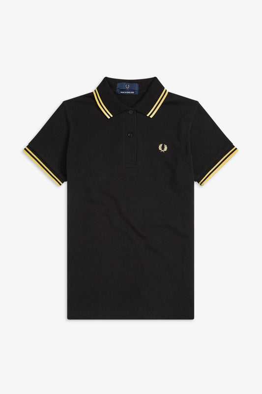 LADIES MADE IN ENGLAND FRED PERRY SHIRT (BLACK/CHAMPAGNE)