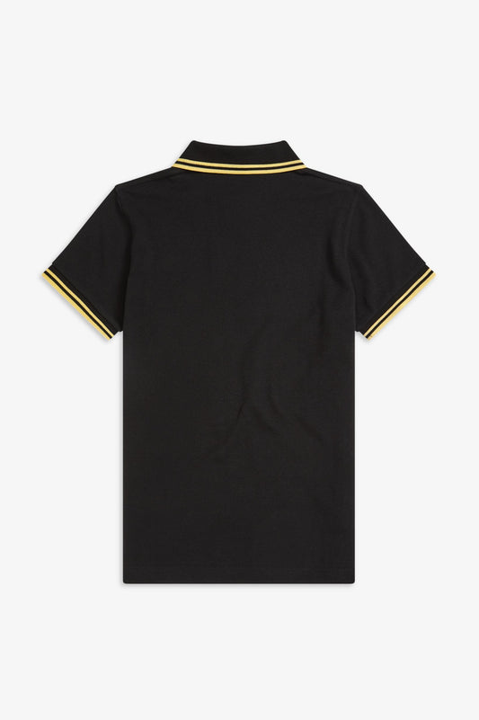 LADIES MADE IN ENGLAND FRED PERRY SHIRT (BLACK/CHAMPAGNE)