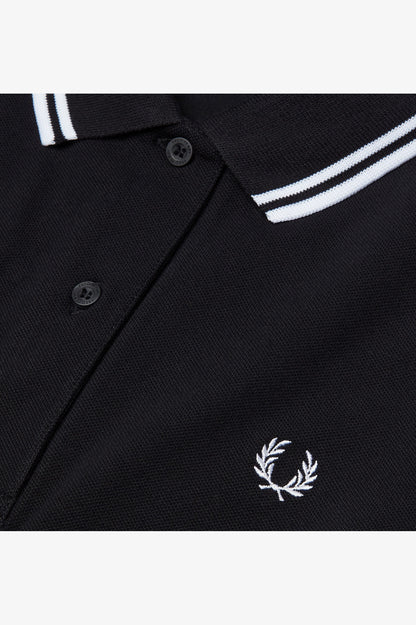 LADIES TWIN TIPPED FRED PERRY SHIRT (BLACK/WHITE)