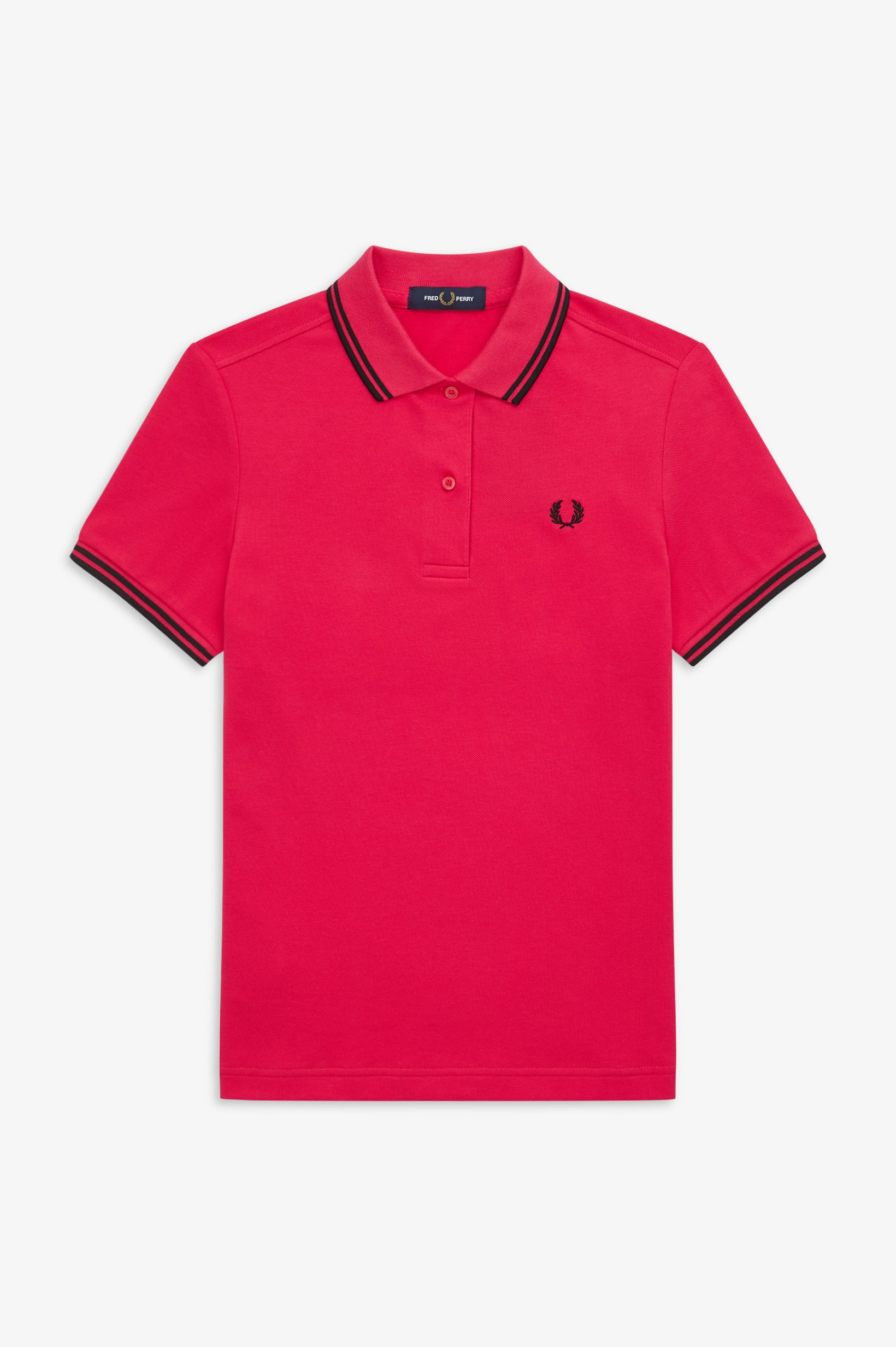 LADIES TWIN TIPPED FRED PERRY SHIRT (LOVE POTION/BLACK) – Posers