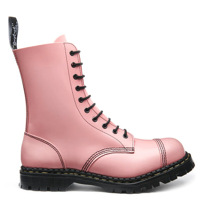 GRIPFAST Blush Pink Hi-Shine 10 Eye Steel Toe Capped Derby Boot