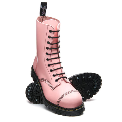 GRIPFAST Blush Pink Hi-Shine 10 Eye Steel Toe Capped Derby Boot